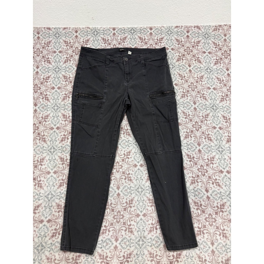 Supplies by Union Bay Womens Cargo Pants Gray Skinny Moto Utility Size 16